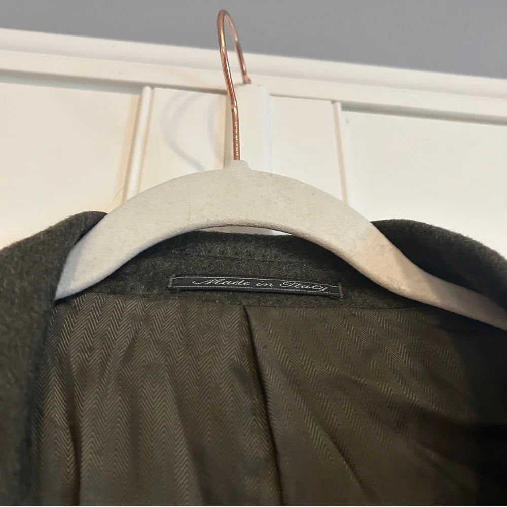 Ermenigildo Zegna 100% Cashmere Overcoat Olive Green Size 6 - Picture 2 of 6